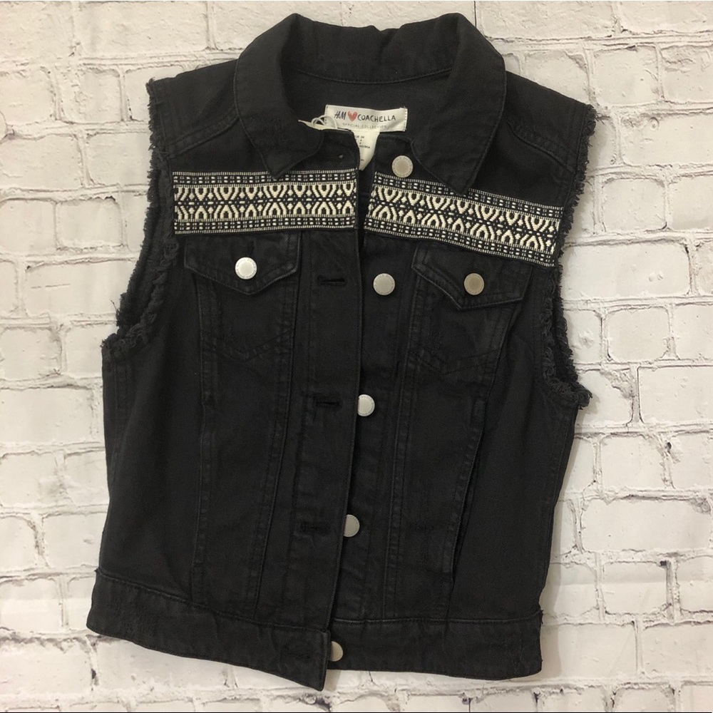 NWT H&M Coachella Black Jean Vest